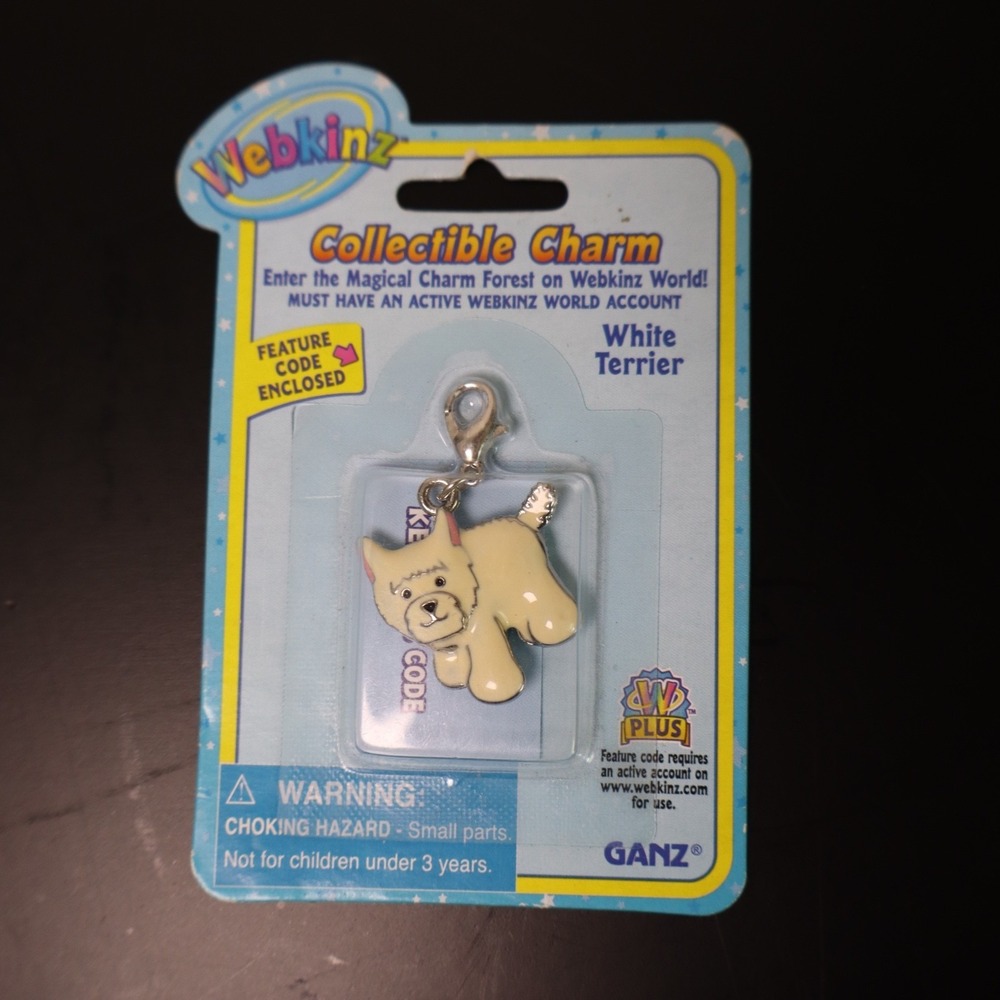 Webkinz White Terrier Collectible Charm by Ganz NEW with Code